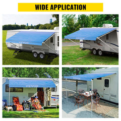 Bostome 17' RV awning fabric in ocean blue fade, made of durable 15oz vinyl.