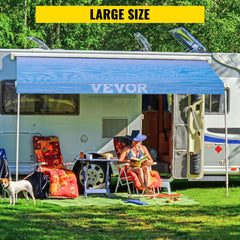 Bostome 18' RV awning fabric in ocean blue fade, made of durable 15oz vinyl.