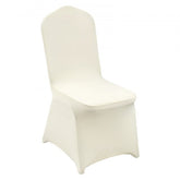 Ivory white stretch spandex folding chair covers, 100 pieces, designed for elegant event seating.