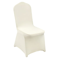 Ivory white spandex folding chair covers designed for a polished and elegant look.