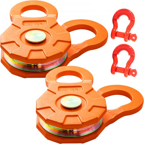 Bostome 11T Snatch Block 2-Pack with heavy-duty steel construction and built-in cable guides.