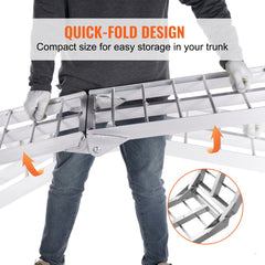 Aluminum foldable loading ramps with non-slip tips, supporting up to 1500 LBS for trucks.