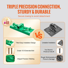 Bostome 5/16-inch Grade 70 steel tractor bucket grab hooks with 12,000 lbs capacity, green powder-coated mounting plate, and bolts.