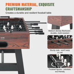 Bostome 55" foosball table with detailed players, anti-slip handles, and adjustable legs.