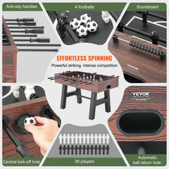 Bostome 55" foosball table with detailed players, anti-slip handles, and adjustable legs.