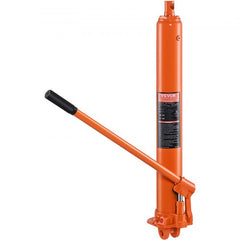 Bostome 3-ton hydraulic long ram jack with clevis base and adjustable height for lifting engines.