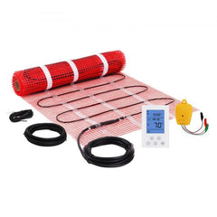 Bostome electric radiant floor heating mat with thermostat, 20 sq ft, thin heating cable.