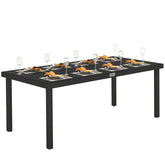 75" x 35" Outdoor Dining Table for 8 People, Rectangular Aluminum Frame Garden Table with All-Weather Faux Wood Top for Garden, Lawn, Patio, Black