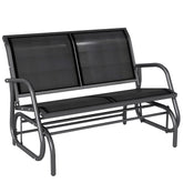 2-Person Outdoor Glider Bench, Patio Double Swing Rocking Chair Loveseat w/Powder Coated Steel Frame for Backyard Garden Porch, Black