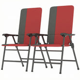 Folding Patio Chairs Set of 2, Padded High Back Lawn Camping Chairs with Armrests, 600D Oxford Fabric, Red