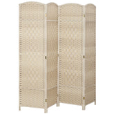 Folding Room Divider Screen 4 Panel 6' Tall Privacy Screen Freestanding Wood Partition for Home Office, Washed Oak