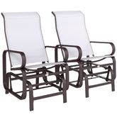 Gliding Lounger Chair Set of 2, Single Rockers with Lightweight Metal & Mesh Construction, Beige