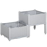 2-Piece Raised Garden Bed with Legs, Self-Watering Planter Box Raised Bed to Grow Flowers, Herbs & Vegetables, Gray