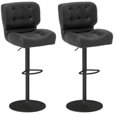 Bar Height Bar Stools Set of 2 with Adjustable Seat, Adjustable Swivel Barstools with Thick Padded Cushion and Metal Footrest for Home Bar, Black