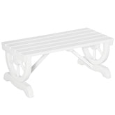 2-Person Wooden Garden Bench, Outdoor Wagon Wheel Porch Bench for Backyard Garden, Support 550 LBS, Rustic Country Style Patio Furniture, White