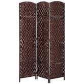 Room Divider 3 Panel, 6FT Tall Folding Privacy Screen, Freestanding Hand-Woven Partition for Room Separation with 360° Hinges, Paper Rope Diamond Weave, Brown