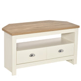Entertainment Center TV Console Table, Corner TV Stand Up To 50" with Drawers and Open Storage Compartmen, White