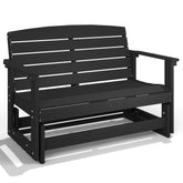 Patio Glider Bench w/ HDPE Slatted Double Rocking Chair, Black