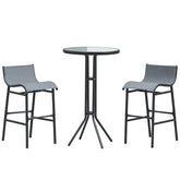 3 Piece Bar Height Outdoor Bistro Set for 2, Charcoal Gray