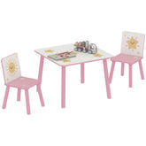 3-Piece Kids Toddler Table and Chair Set Furniture for Boys and Girls Aged 3-8, Bedroom, Nursery, Playroom, Pink