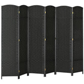 Folding Room Divider Screen 6 Panel 5.6 ' Tall Privacy Screen Freestanding Room Partition for Home Office, Black