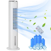 42" 3-In-1 Ice Cooling Fan with Humidifier, Evaporative Air Cooler with Water Tank, 3 Modes, 3 Speeds, 12H Timer, White