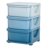 Qaba 3 Tier Kids Storage Unit, Toy Organizers and Storage with 3 Drawer Chest for Kids Bedroom Nursery Kindergarten Living Room for Boys Girls Toddlers, Blue