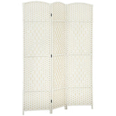Folding Room Divider Screen 3 Panel 6' Tall Privacy Screen Freestanding Wood Partition for Home Office, White