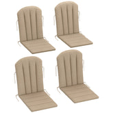 Set of 4 Outdoor Chair Cushions, High Back Adirondack Chair Cushion with Ties, High-Density Foam, Beige