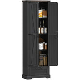 71" Pantry Cabinet, Kitchen Storage Cabinet with Adjustable Shelves, Barn Doors and Drawer for Dining Room, Black
