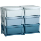 Qaba 3 Tier Kids Storage Unit, Toy Organizers and Storage with 6 Drawer Chest for Kids Bedroom Nursery Kindergarten Living Room for Boys Girls Toddlers, Blue