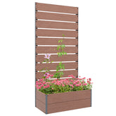 Trellis Planter for Climbing Plants, Raised Garden Bed with Trellis, Planter Box for Outdoor, 28.25" x 15" x 59", Brown