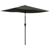 6.5' x 10' Rectangular Outdoor Patio Table Market Umbrella with Crank and Push Button Tilt, Dark Gray