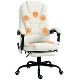 7-Point Vibrating Massage Office Chair High Back Massaging Office Desk Chair with Lumbar Support, Footrest, White