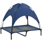 Elevated Portable Dog Cot Pet Bed with UV Protection Canopy Shade, 36 inch, Dark Blue