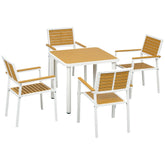 5pc Patio Table and Chairs Set, Aluminum Patio Dining Set w/ HDPE Materials, Umbrella Hole, Yellow