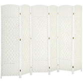 Folding Room Divider Screen 6 Panel 6' Tall Privacy Screen Freestanding Wood Partition for Home Office, White