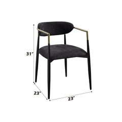 Aphrodite Black Chenille & Black Finish Side Chair (Set of 2)