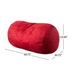Rhea 6.5 Foot Suede Cylindrical Bean Bag, Red