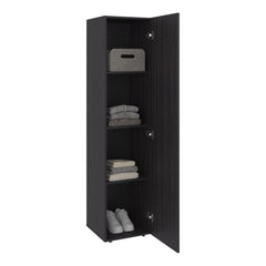 Home Linen Freestanding Tall Cabinet with Single Door and 4 Horizontal Storage Shelves, Cabinet for Bathroom, Bedroom or Laundry Room