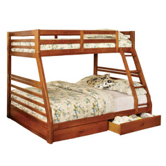 Perseus Finish Twin Over Full Bunk Bed Modern Transitional Style Include Two Large Drawers for Under Bed Storage And Attached Ladder