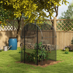Galvanized Steel Crop Cage, Plant Protection Tent with Zippered Door, 4' x 4', Black