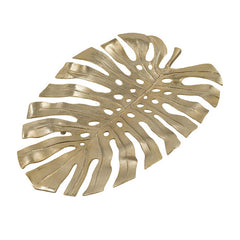 Mirage 25 Inch Metal Wall Hanging Decor, Monstera Leaf, Bright Gold Finish