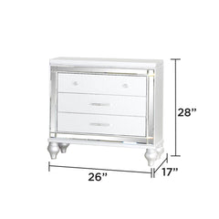 Utopia Modern style Mirror Framed Nightstand Made with Wood in White(Includes 1 Nightstand)