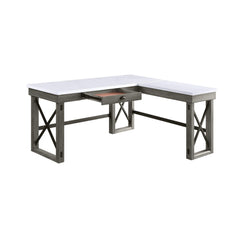 Pinnacle Marble Top Weathered Gray Finish Writing Desk with Lift Top