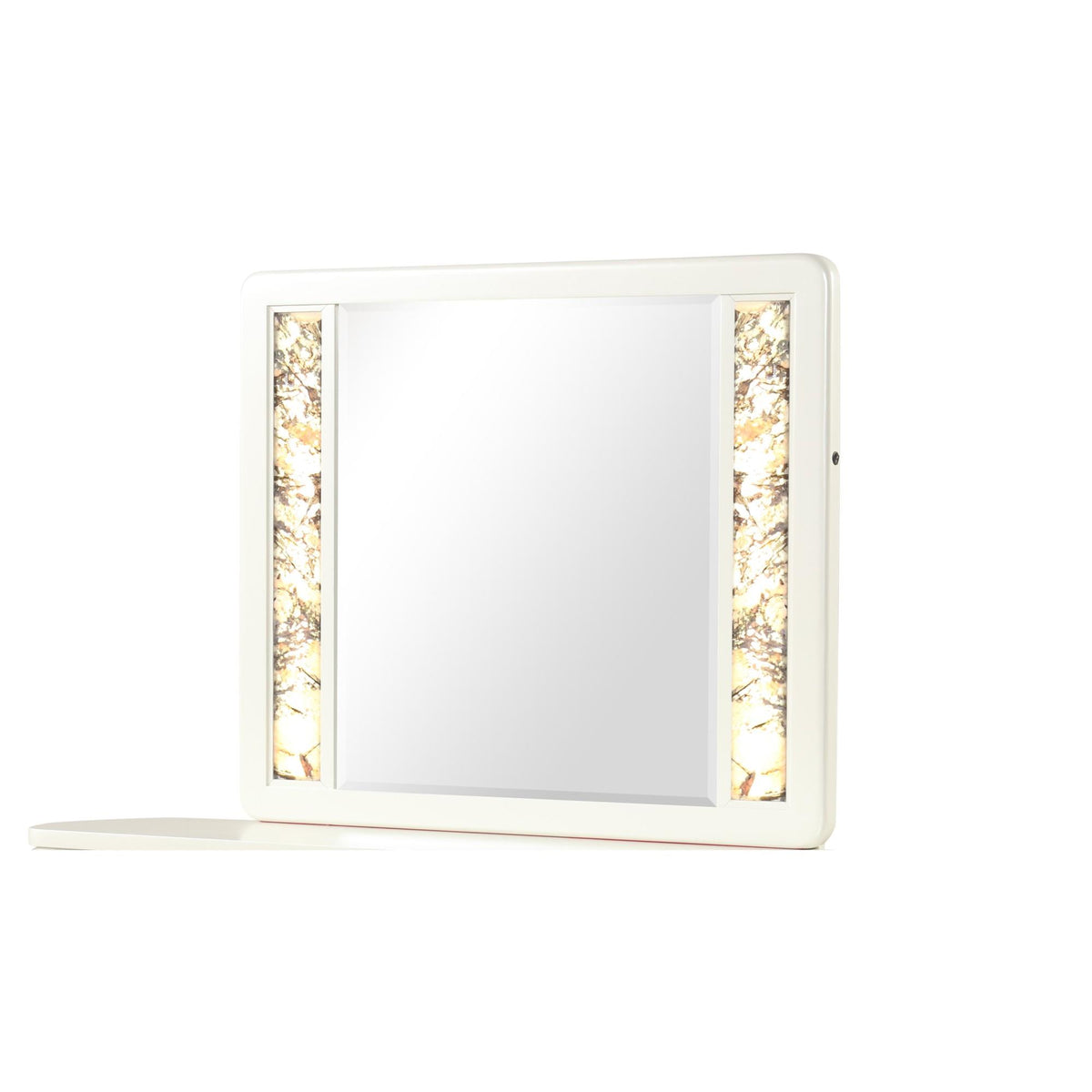 Harmony Pierre Modern Style Mirror Made with Wood and Gold LED edges in Beige (INCLUDES MIRROR ONLY)