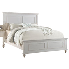 White Color Queen Size Bed Bedroom Furniture High Panel Headboard Footboard Plywood 1pc Bedframe