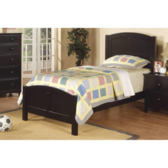 Black Color Twin Size Bed Youth Bedroom Furniture Unique Headboard Footboard Rubberwood