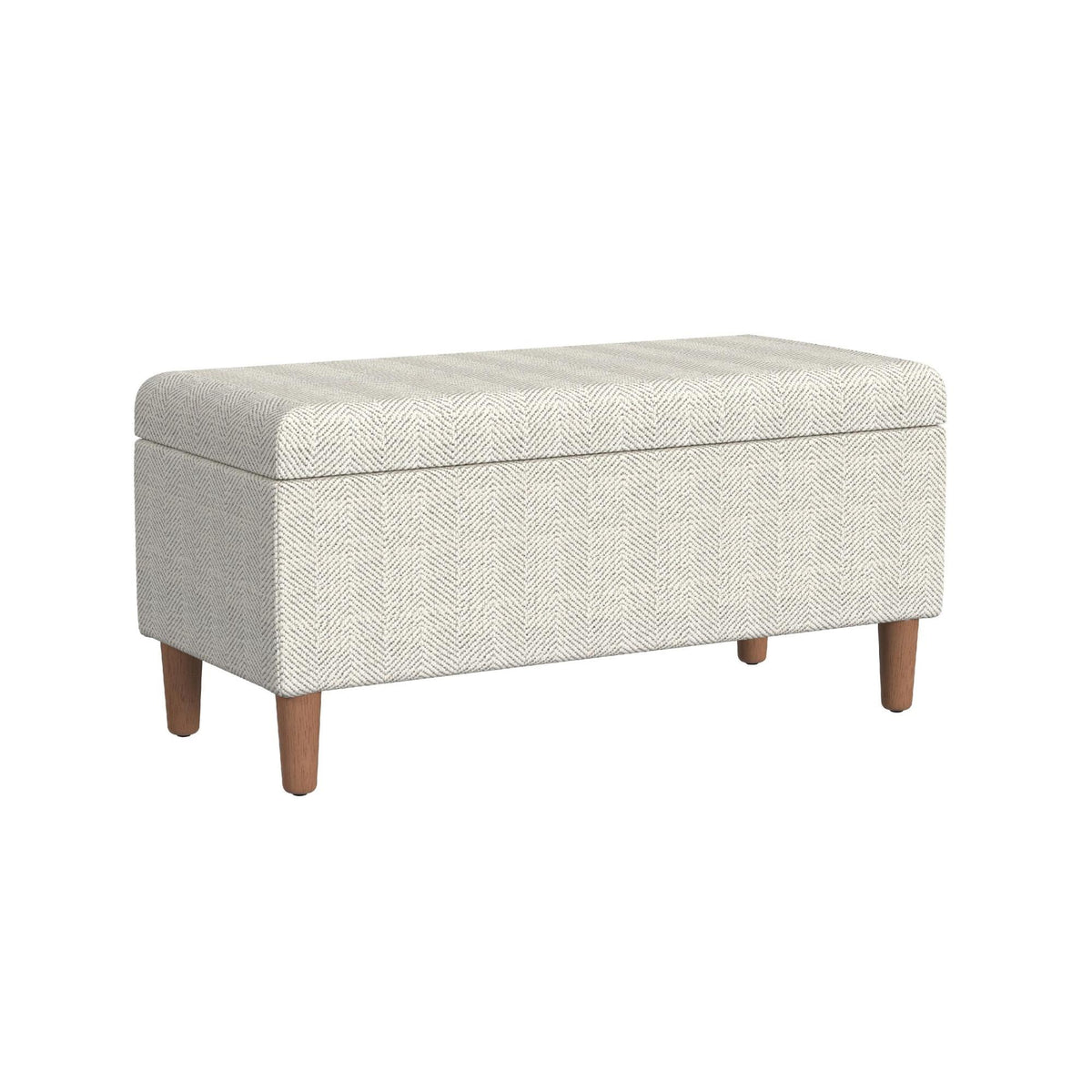 Melody Accent Storage Bench, Cream Chevron Woven Fabric, Brown, 36 Inch