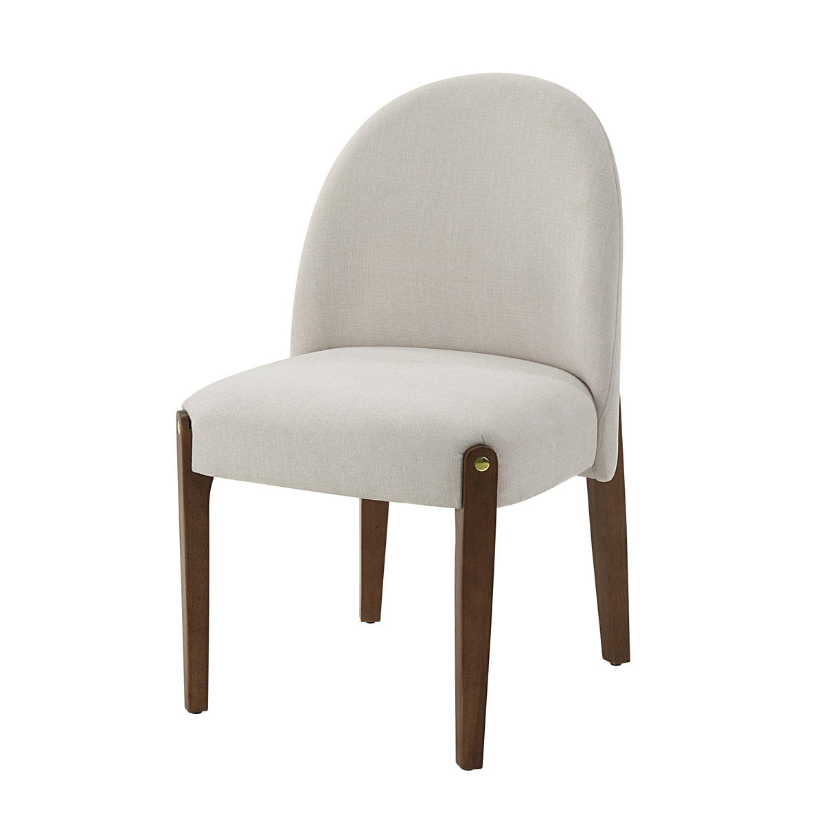 Demeter White Fabric & Oak Finish Side Chair (Set of 2)